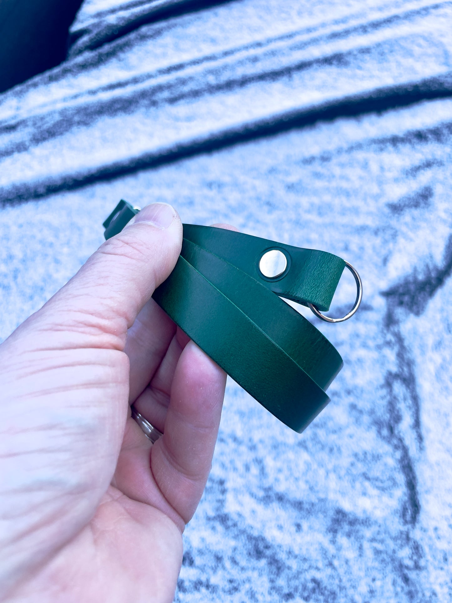Clearance | Leather Neck Strap | Green 28”