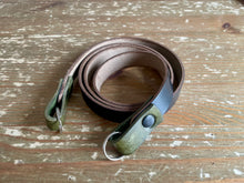 Load image into Gallery viewer, Clearance | Leather Neck Strap | Black/Olive Green 38”