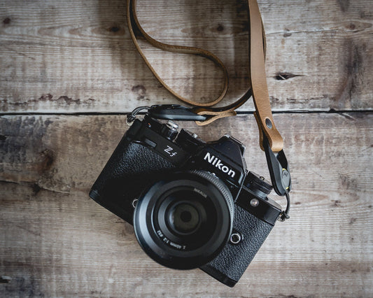 Nikon Zf with leather camera strap — 595strapco