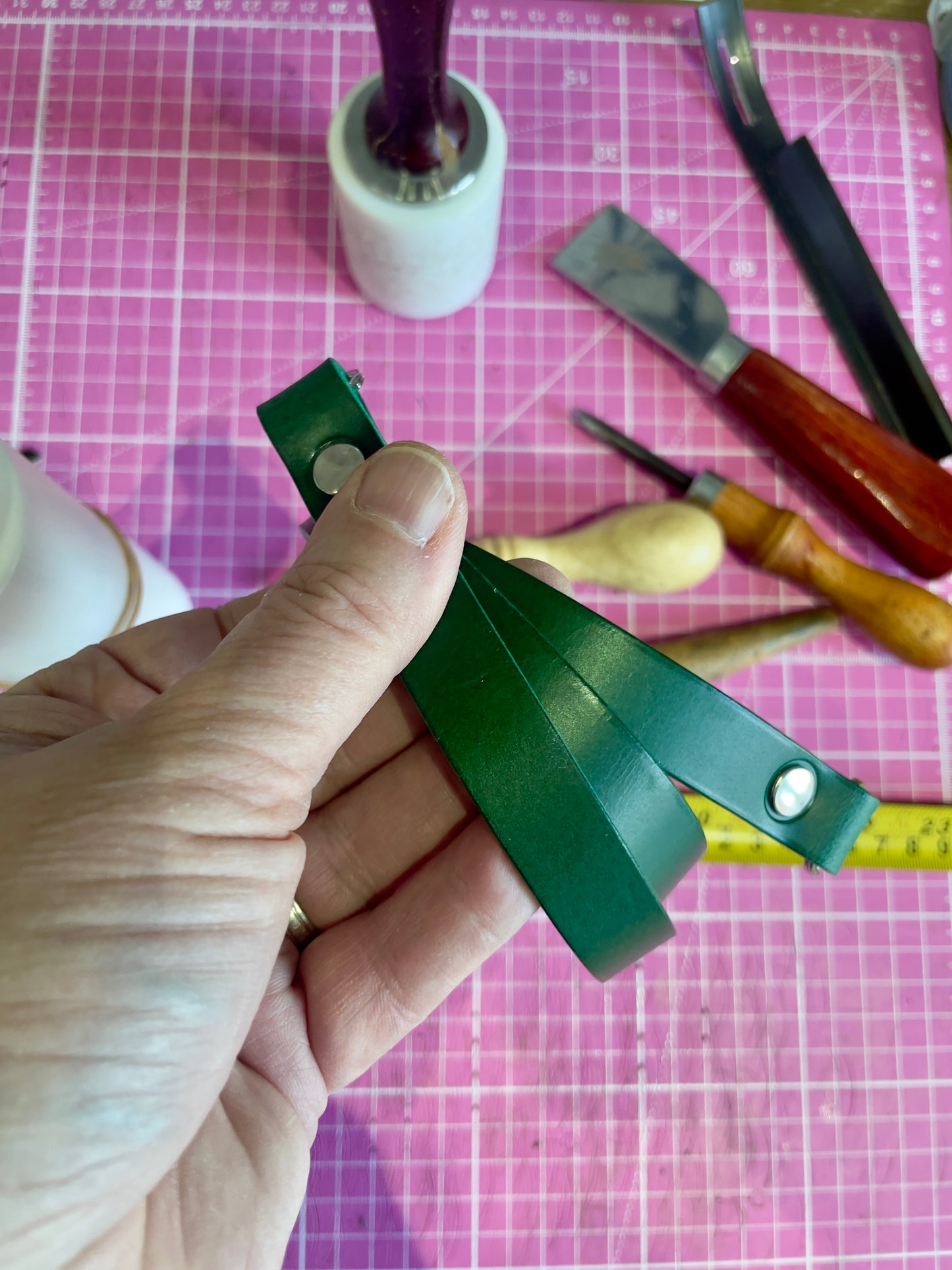 Clearance |  Leather Neck Strap | Green 28”
