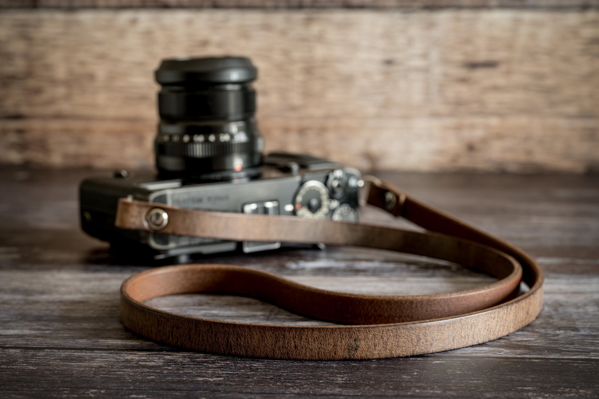 Antique brown leather neck strap 595strapco