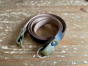 Clearance | Leather Neck Strap | Black/Olive Green 38”