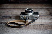 Load image into Gallery viewer, Handcrafted slim 10mm leather camera neck strap full length view