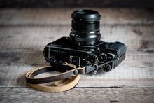 Load image into Gallery viewer, Premium Horween Chromexcel leather grain detail on slim camera neck strap