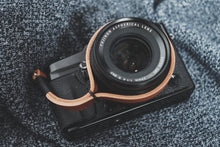 Load image into Gallery viewer, Black on Tan Leather Camera Wrist Strap | 595strapco - 2