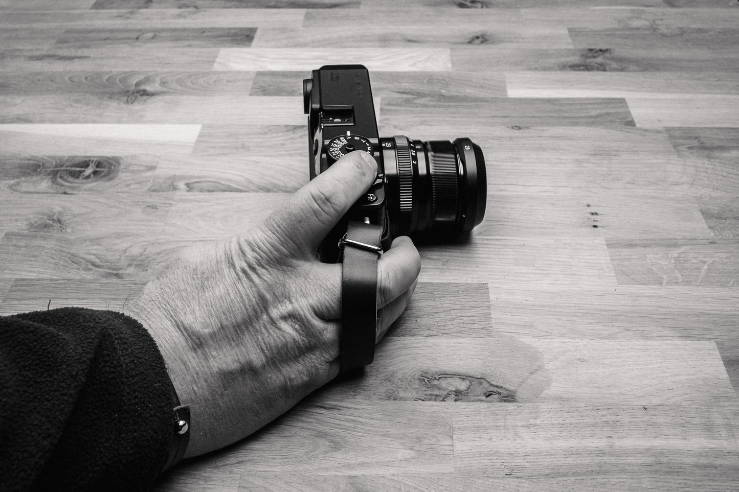 Premium leather finger strap for CSC and mirrorless cameras handmade UK