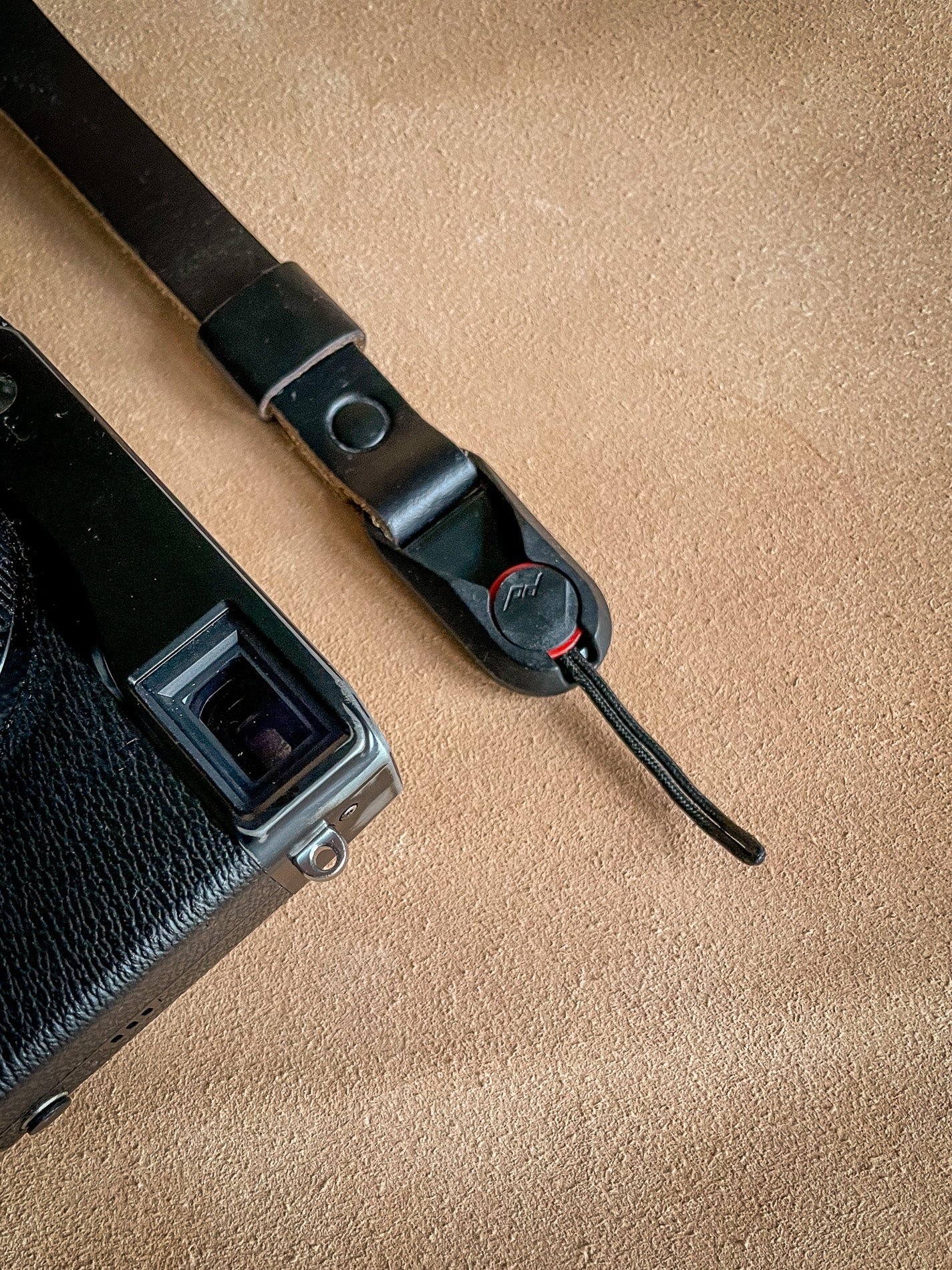 19mm Horween leather camera wrist strap handmade in UK