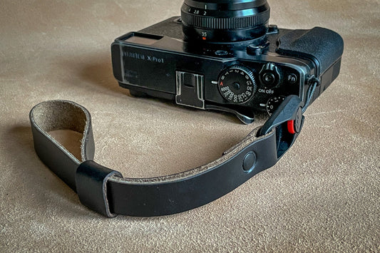 Brown Horween Chromexcel leather wrist strap with Peak Design anchor links