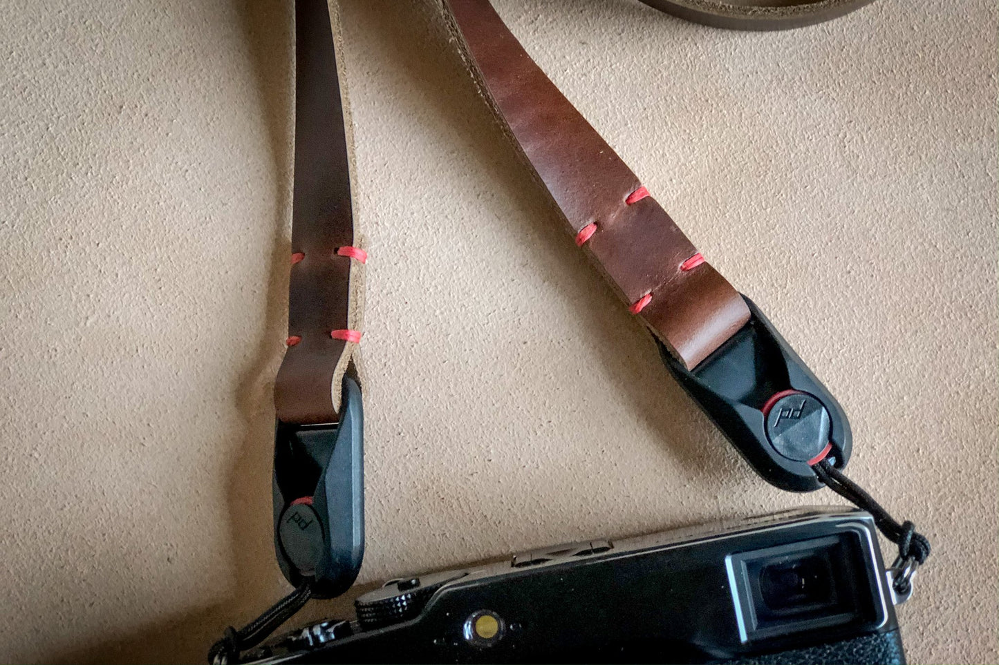 Premium Horween Chromexcel leather grain detail on QR anchor strap