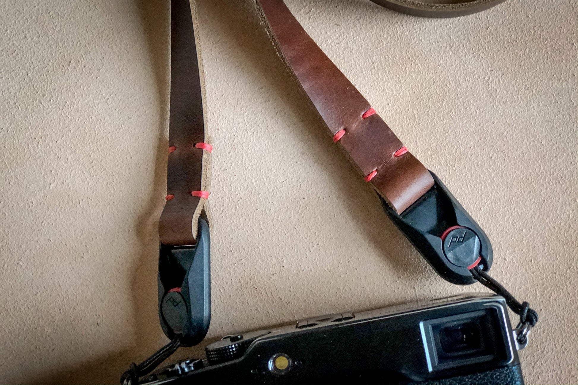 Premium Horween Chromexcel leather grain detail on QR anchor strap