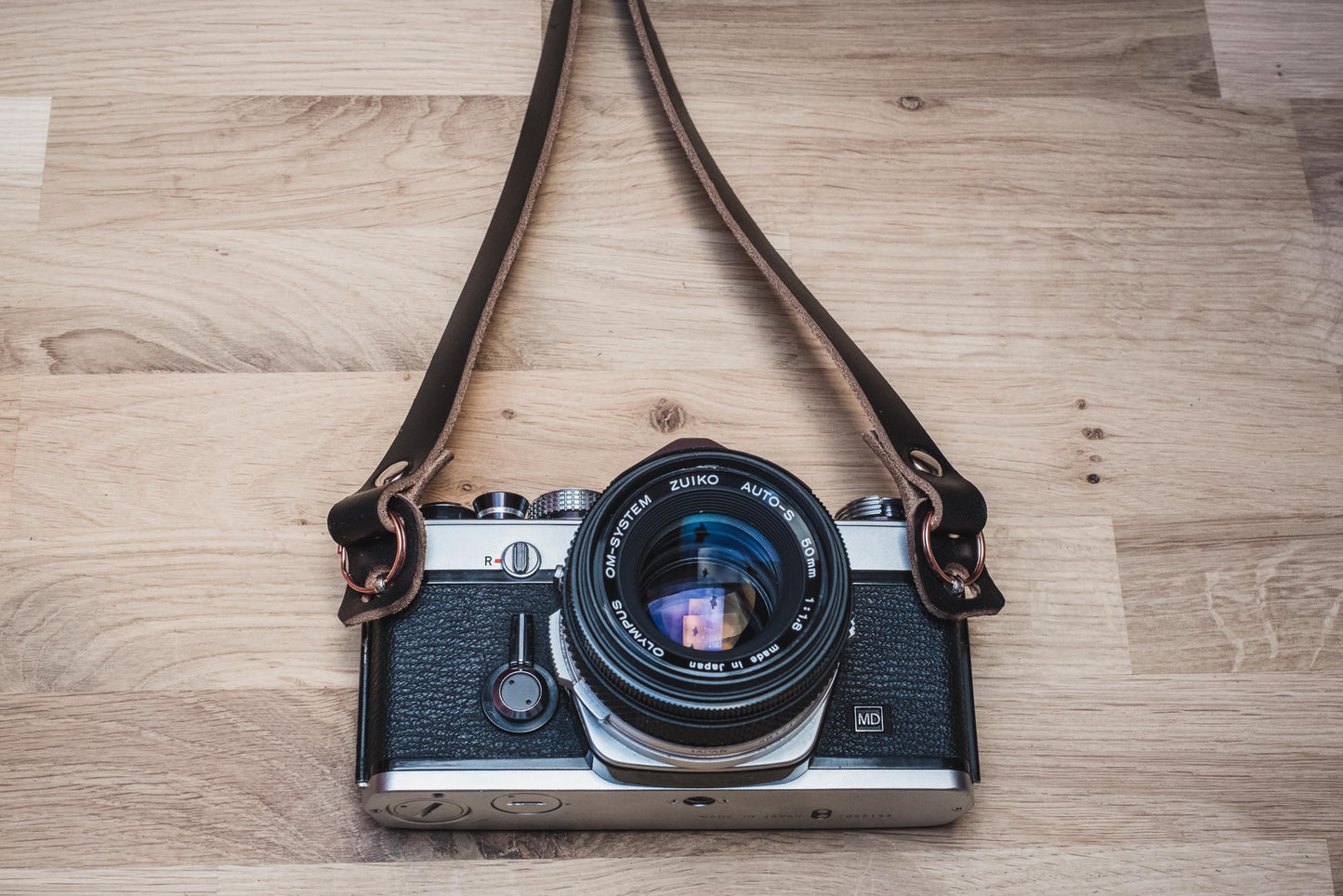 Handcrafted VANTAGE 5/8 inch leather camera strap for film and digital cameras